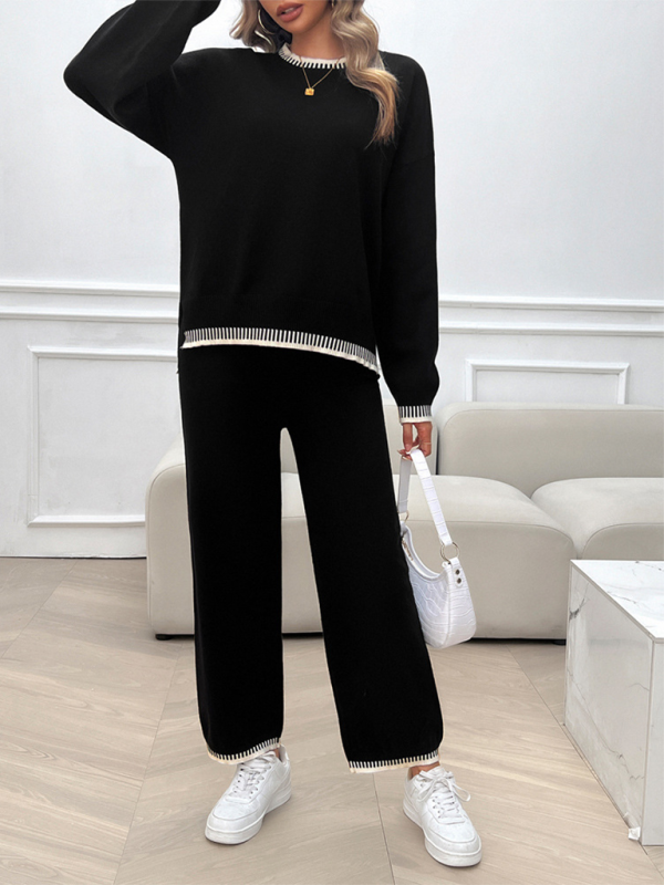 Chic women's knit sweater & pants set