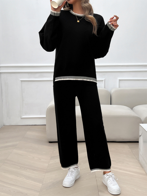 Chic women's knit sweater & pants set