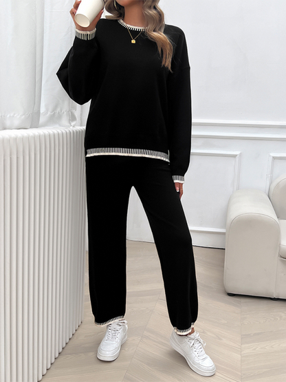 Chic women's knit sweater & pants set