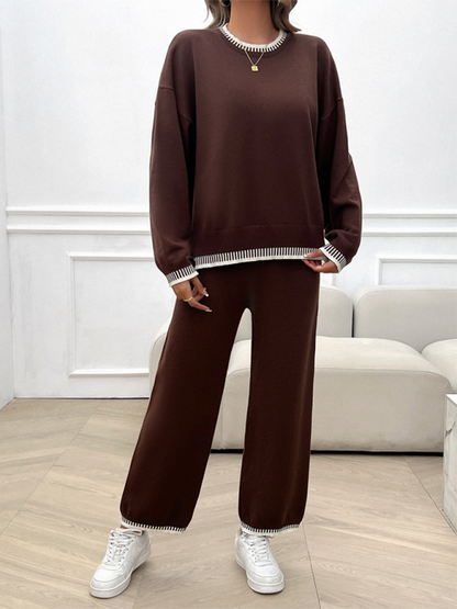 Chic women's knit sweater & pants set