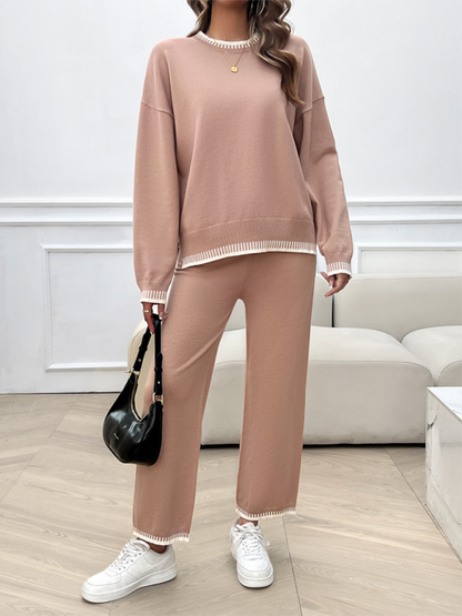 Chic women's knit sweater & pants set