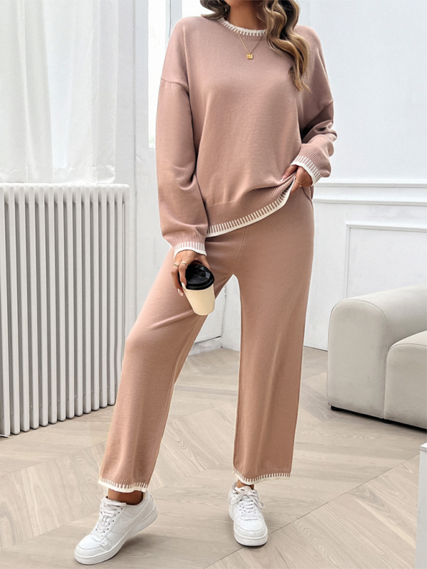 Chic women's knit sweater & pants set