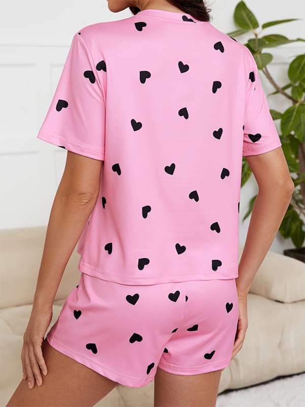 Chic heart-print short-sleeve pjs