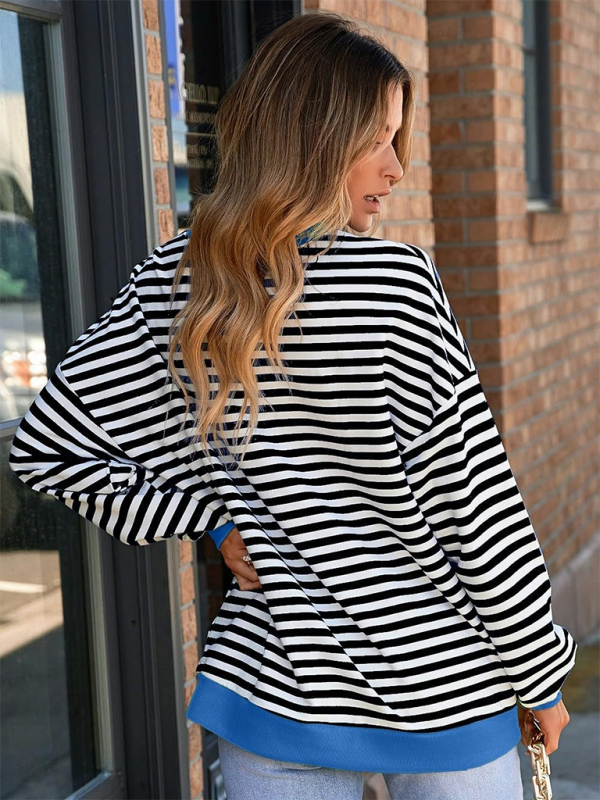 Trendy striped oversized sweatshirt