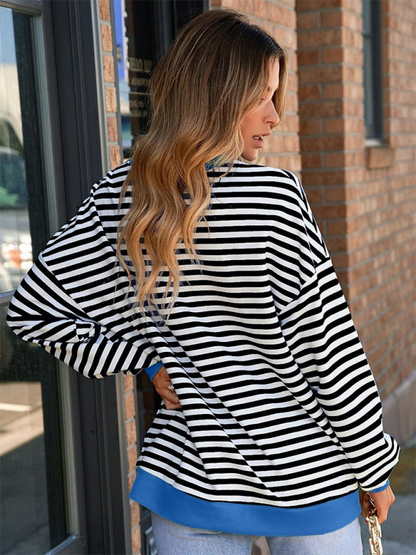 Trendy striped oversized sweatshirt