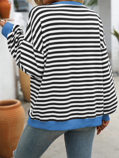 Trendy striped oversized sweatshirt