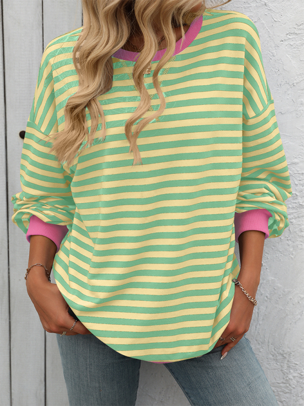 Trendy striped oversized sweatshirt