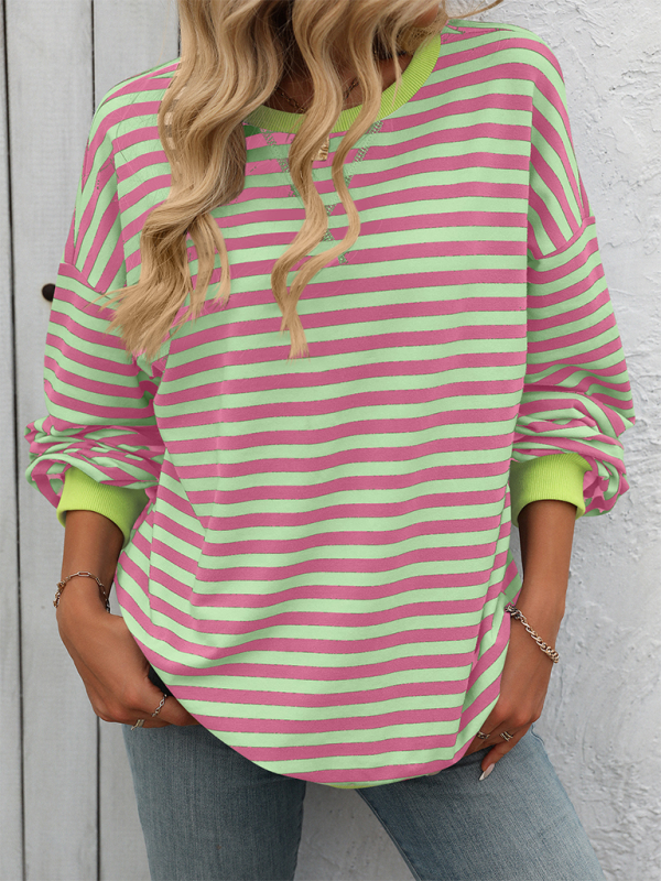 Trendy striped oversized sweatshirt