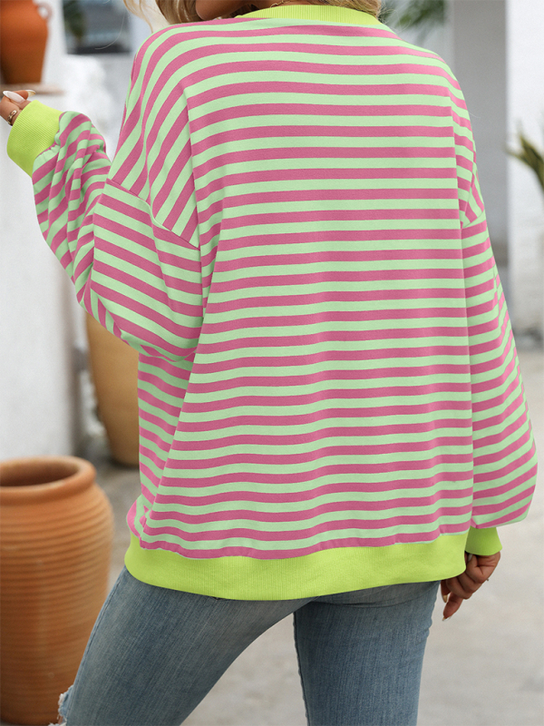 Trendy striped oversized sweatshirt