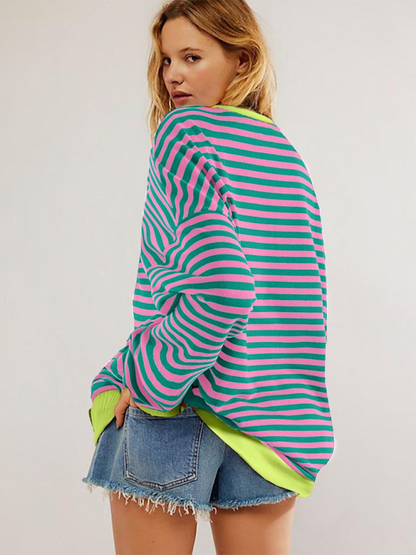 Trendy striped oversized sweatshirt