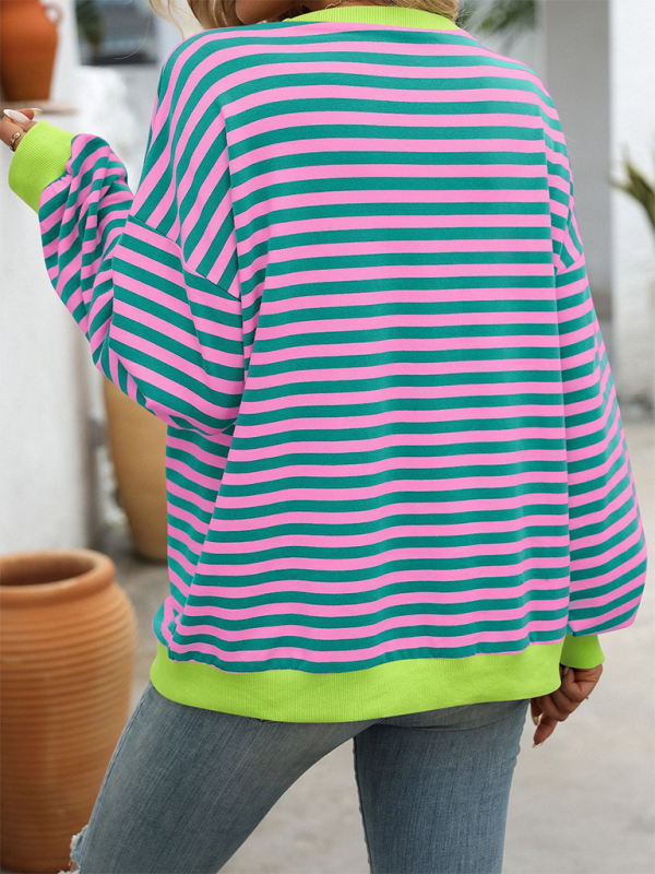 Trendy striped oversized sweatshirt