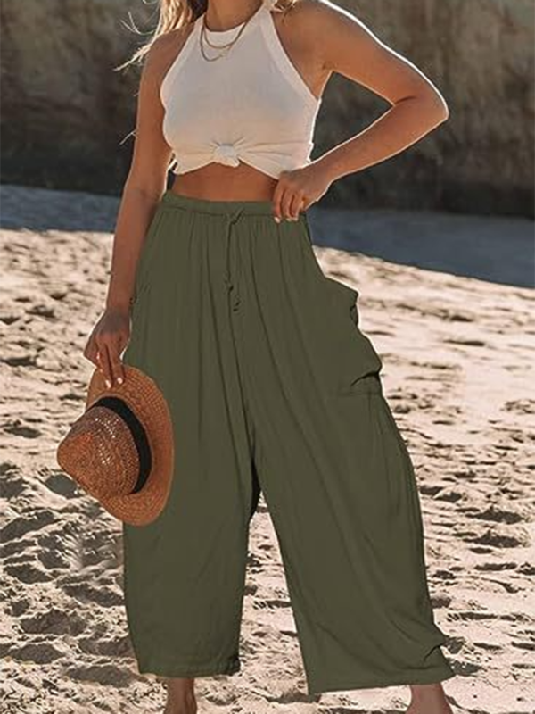 Chic women's wide-leg elastic pants