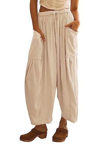 Chic women's wide-leg elastic pants