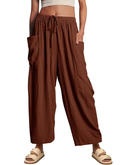 Chic women's wide-leg elastic pants