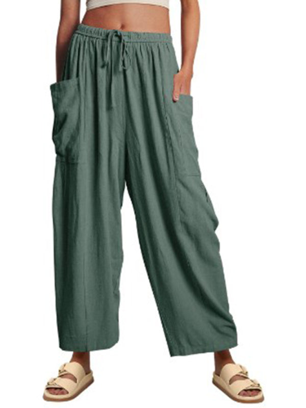 Chic women's wide-leg elastic pants