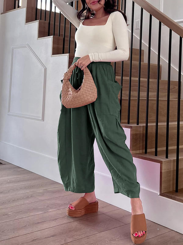 Chic women's wide-leg elastic pants