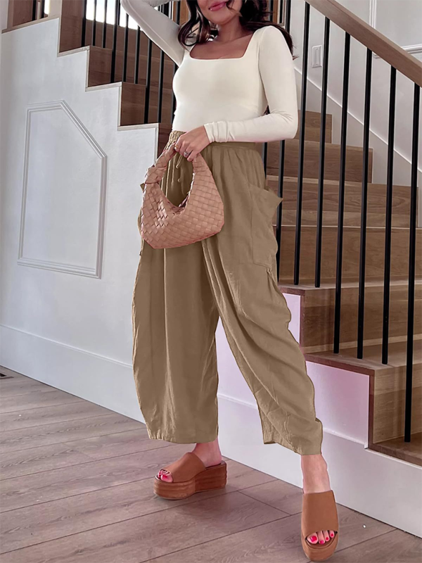 Chic women's wide-leg elastic pants