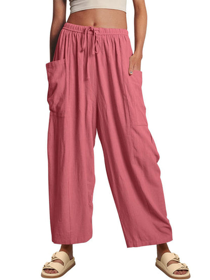 Chic women's wide-leg elastic pants