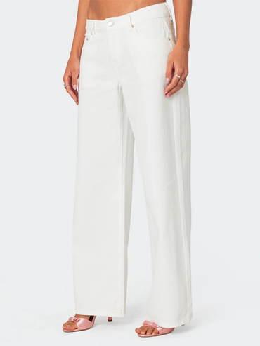 Bow-Embroidered Straight Trousers