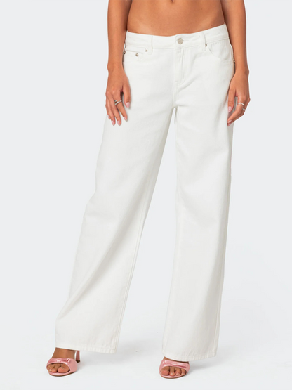 Bow-Embroidered Straight Trousers