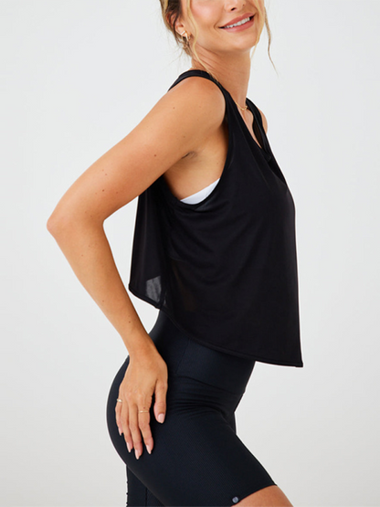 Stylish yoga vest with hollow back