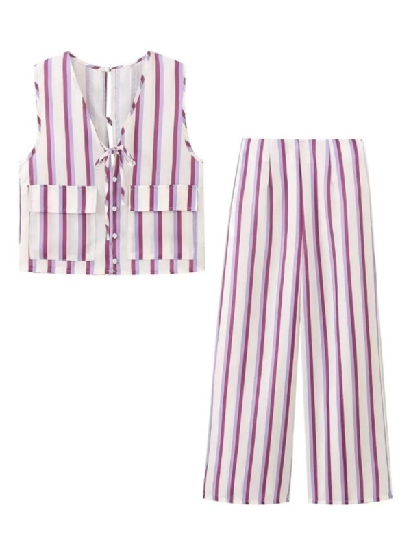 Chic striped vest and trousers set