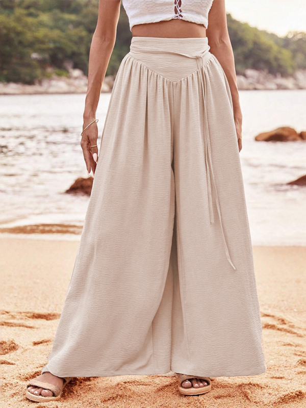 High-waisted flared trousers for summer