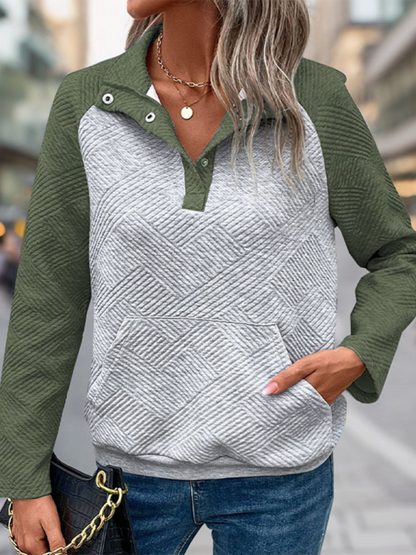 Stylish v-neck collar sweatshirt