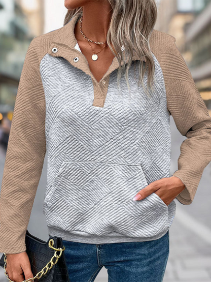 Stylish v-neck collar sweatshirt