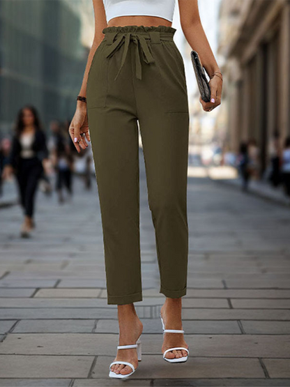 Chic tapered trousers with lace-up detail