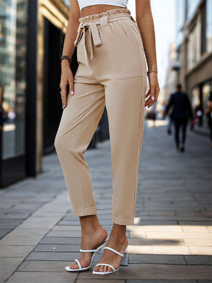 Chic tapered trousers with lace-up detail