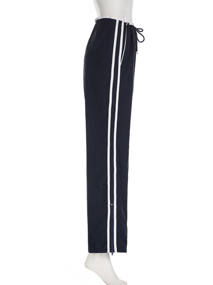 Sporty wide-leg pants with tie detail