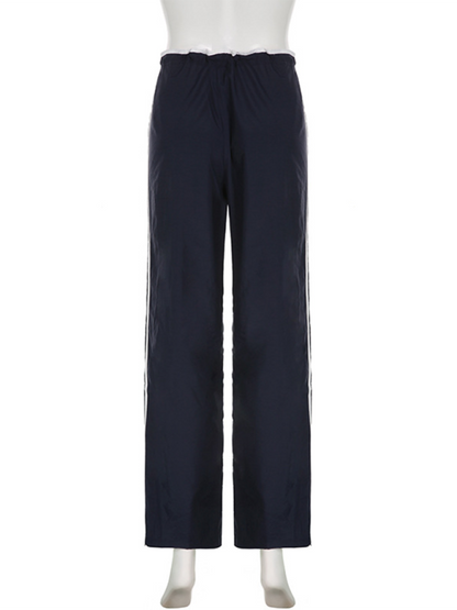 Sporty wide-leg pants with tie detail