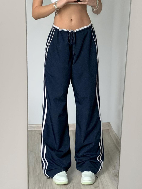 Sporty wide-leg pants with tie detail