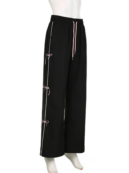 Casual wide-leg trousers with bow detail