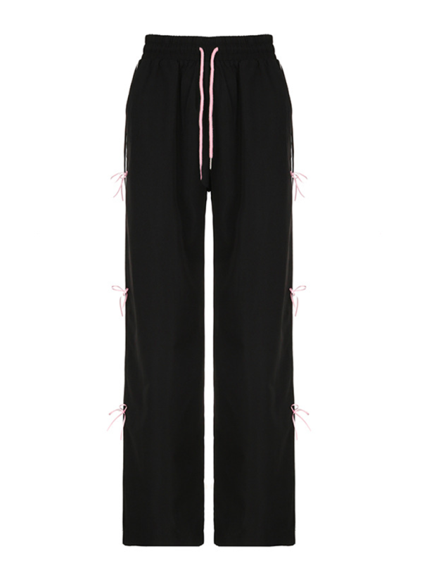 Casual wide-leg trousers with bow detail