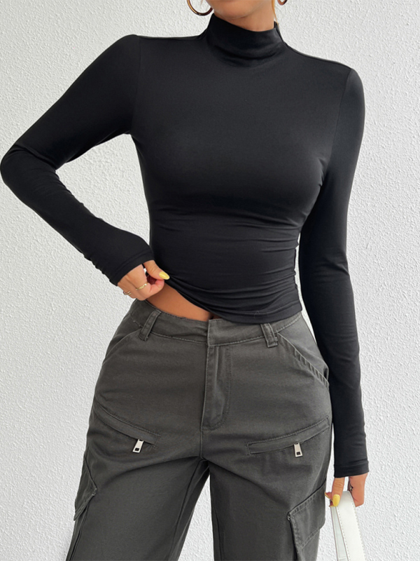 Trendy Y2K knitted turtleneck top