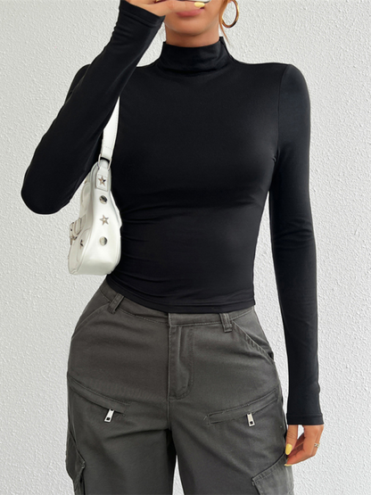 Trendy Y2K knitted turtleneck top