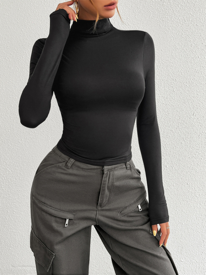 Trendy Y2K knitted turtleneck top