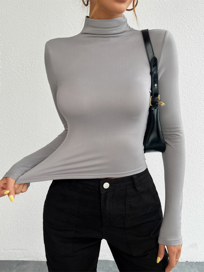 Trendy Y2K knitted turtleneck top