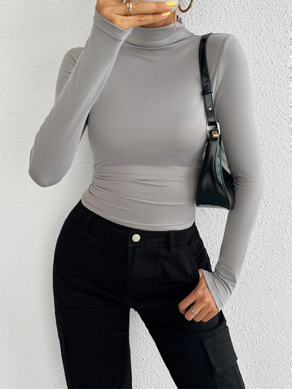 Trendy Y2K knitted turtleneck top