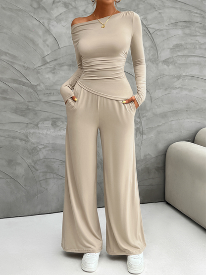 Chic women's Y2K top & wide leg pants