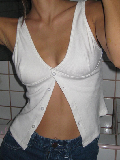 V-neck buttoned camisole, sexy style