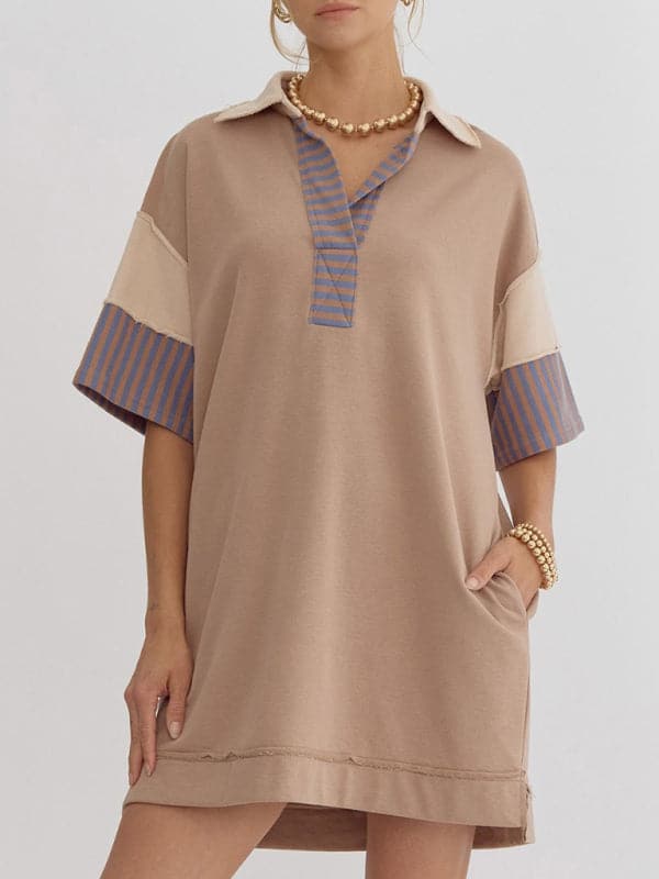 Chic Cotton Stripe Polo and Skirt Set for Effortless Style