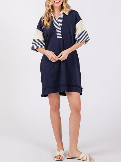 Chic Cotton Stripe Polo and Skirt Set for Effortless Style