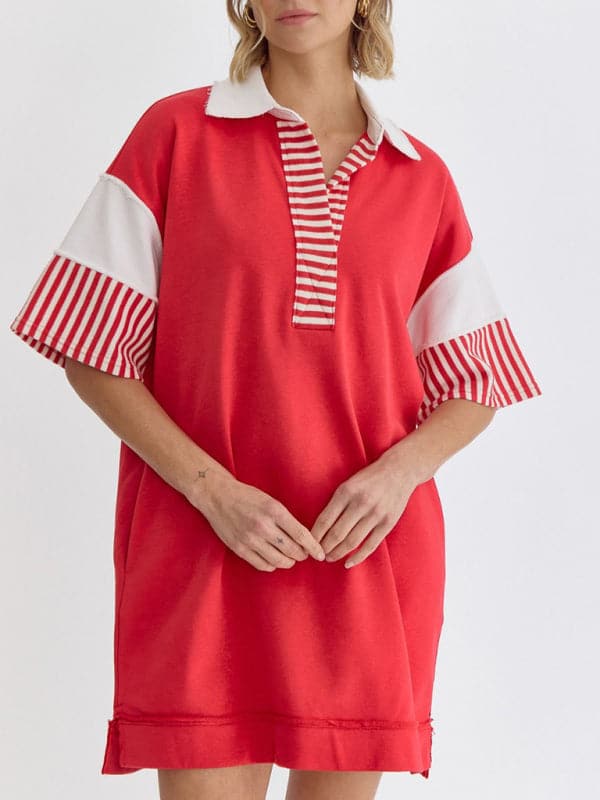 Chic Cotton Stripe Polo and Skirt Set for Effortless Style