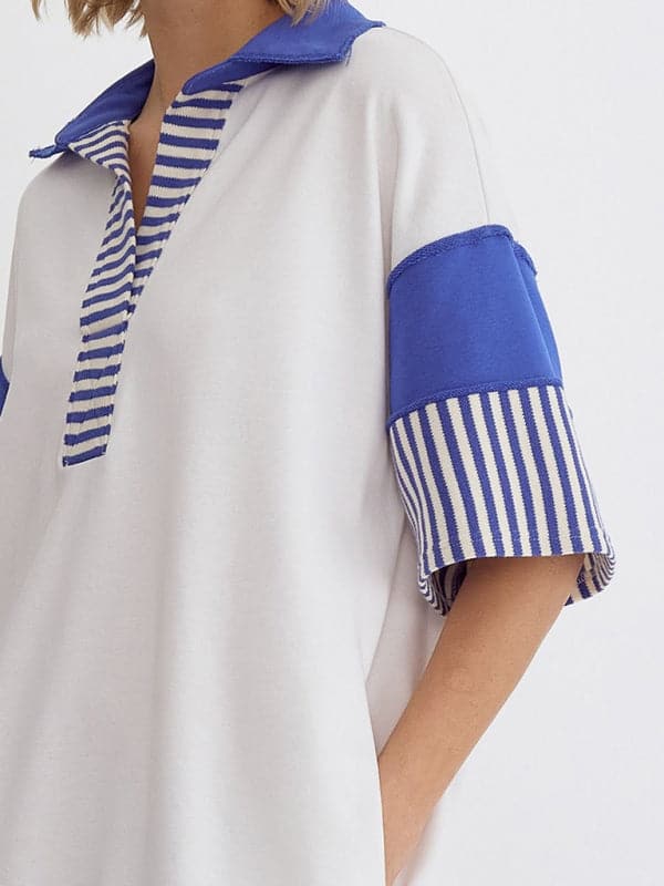 Chic Cotton Stripe Polo and Skirt Set for Effortless Style