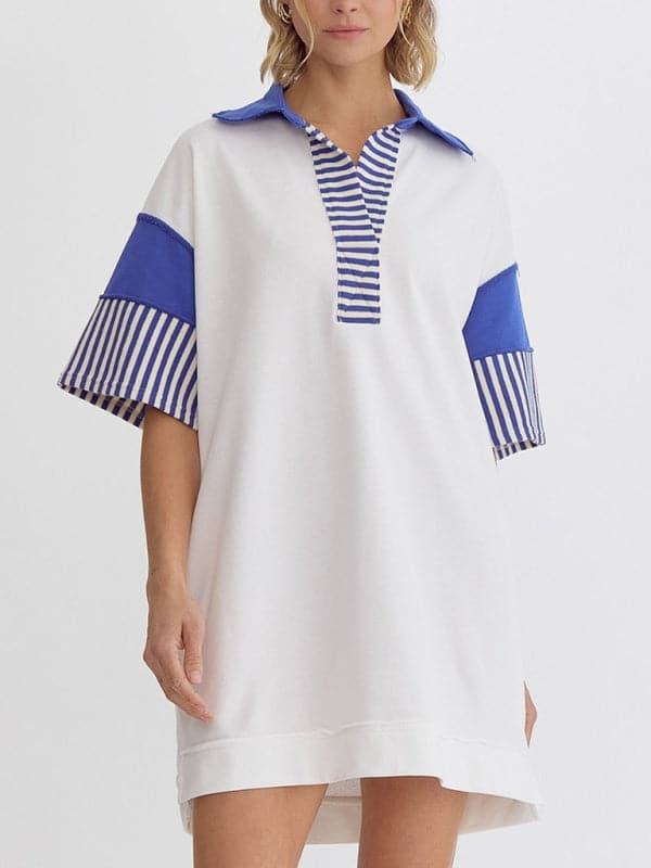 Chic Cotton Stripe Polo and Skirt Set for Effortless Style