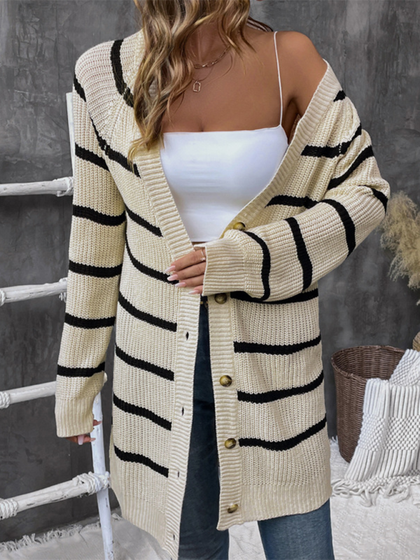 Chic striped knit sweater for autumn