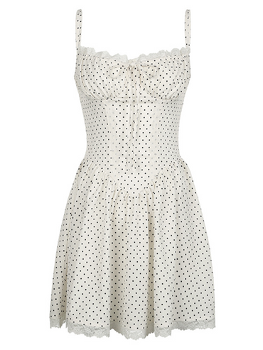 Polka dot A-line suspender dress